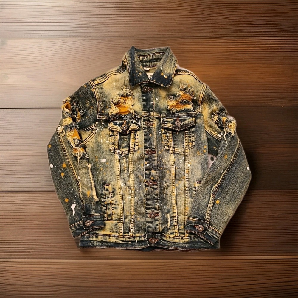 Denim Child's Jean Jacket-Evolution in Design-Size M Denim Distressed & Ripped
